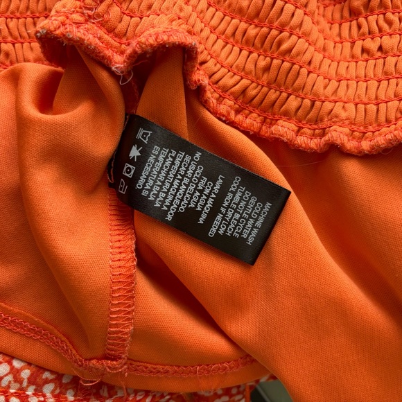 Sam & Jess Orange Floral Smocked Waist Peplum Blouse XL Boho Balloon Sleeve - Picture 10 of 10